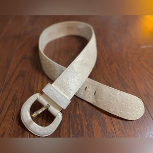 Leather Cream White off colour Belt with Buckle Genuine Leather made in USA